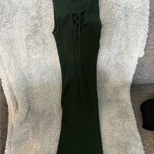 Forever 21 Dark Green Ribbed Midi Dress
